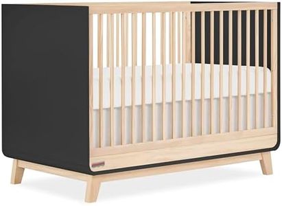 Dream On Me Fisher-Price Siesta 3-in-1 Convertible Crib, Matte Black Vintage Oak (Guard Rail Included)