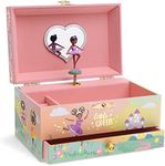 Jewelkeeper Girl's Musical Jewellery Storage Box with Pull-out Drawer and Black Ballerina, Little Queen Design, Somewhere Over the Rainbow Tune