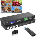 MT-VIKI 4K Seamless HDMI Matrix Switch 4x4 w/Web GUI,Video Wall Controller 2x2, HDMI Multiviewer w/PIP, Support 90°/180° Rotation, 4K@30Hz, 3.5mm Audio Stereo