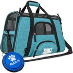 PetAmi Airline Approved Pet Carrier for Cat, Soft Sided Dog Carrier for Small Dog, Cat Travel Supplies Accessories Indoor Cat, Ventilated Pet Carrying Bag Medium Large Kitten Puppy, Large Heather Blue
