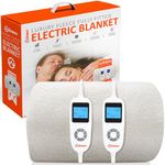 Warmer Electric Blanket SuperKing Size - Dual Control, Body&Feet Zone Setting, Fully Fitted Under Heated Blanket, Luxury Fleece,Timer,9 Heat Settings - Super King