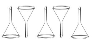 SPYLX Borosilicate Glass Funnel 3 inches 75mm for Laboratory Use Borosilicate Glassware for Bottle Hot Oil or Liquid Chemicals Solutions - Pack of 5