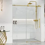 Garveehome Shower Glass Door (56-60" W x 75 "H), Frameless Shower Door with Clear SGCC Tempered Glass 5/16" (8mm), Shower Sliding Door with Waterroof Seal Strip, Stainless Steel Hardware, Gold