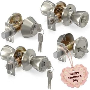 2 Pack Mobile Home Door Knob Deadbolt Combo - Home Key Lock Keyed Entry Door Knob and Deadbolt Pro Grade 1 Door Knob Satin Nickel Door Knob - Front Door Knob with Lock Smart Locks Deadbolt Door Knob