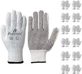 I9 Essentials Multi-Purpose Cotton Work Gloves Men/Women Large - Poly/Cotton Gloves with Rubber Dots 12 Pairs - Breathable Safety Gloves for Mechanic,Warehouse, Construction, Gardening, Woodworking