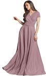 koh koh Womens Long Cap Short Sleeve V-Neck Flowy Cocktail Slimming Summer Sexy Casual Formal Sun Sundress Work Cute Gown Gowns Maxi Dress Dresses, Dusty Pink M 8-10