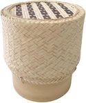 PANWA Bamboo Sticky Rice Serving Basket Handmade 100% Eco-Friendly Thai Kratip Container - “Prestige Collection Biscotti” with Vegetable Plant Based Dye - Food Safe- Family Size - 5.5 Inch Diameter