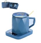 ARNAMARKET Smart Coffee Mug Warmer & Mug Set for Desk, Electric Cup Warmer, Auto Shut Off & Fast Heating for Tea Milk Water. Ideal for Men & Women with Gift Box-110V-BLUE