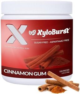 XyloBurst 100% Xylitol, Natural Chewing Gum, Cinnamon Gum 100 Count Jar Non GMO, Vegan, Aspartame Free, Sugar Free (Cinnamon, 1 Jar)