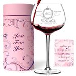 Gifts for Mom, Birthday Gifts for Mom from Daughter Son, 16OZ Vintage Engraved Wine Glass Gift Box Ideal for Women Mother