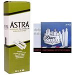 The Shave Factory Ultimate Shaving Kit of 100 Astra Superior Platinum Double Edge Razor Blades with 20 Free The Shave Factory Styptic Matches - Smooth Shaves and Quick Relief Combo