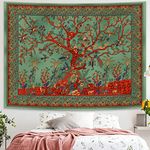 Simpkeely Tree of Life Tapestry, Aesthetic Indian Mandala Wall Hanging, Hippie Tie Dye Bohemian Tapestries Wall Art Décor for Bedroom, Dorm, Living Room 130cm x 150cm (Green)