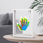 Bixinyo Family Handprint Kit - Baby Hand and Footprint Kit, Gifts for New Parents, Family Gifts Ideas, Newborn Keepsake Wooden Frame,New Baby Shower Gifts for Boys & Girls, 5 Non-Toxic Paints (White)