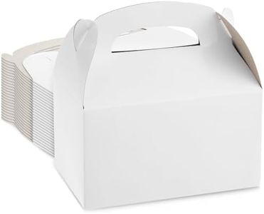 Best Paper Greetings 24 Pack White Treat Boxes with Handles for Kids Party Favours, Gable Boxes, 15.7 x 8.9 x 8.9 cm