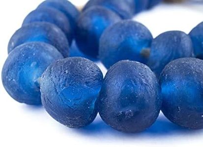 Jumbo Recycled Glass Beads, 21–25mm – African Sea Glass for Wall Hangings, Coffee Table Decor, Shelf Styling, and Home Accents – (Blue) – The Bead Chest