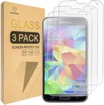 Mr.Shield [3-Pack] Designed for Samsung Galaxy S5 [Tempered Glass] Screen Protector [0.3mm Ultra Thin 9H Hardness 2.5D Round Edge] with Lifetime Replacement