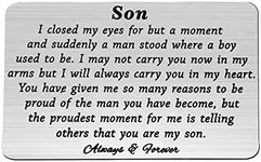 PLITI To My Son Wallet Card Proud of You Gifts I Closed My Eyes for A Moment Engraved Wallet Card for Son (closed eye son card CA)