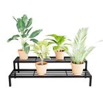 MILAD Plant Stand 2-Tier Folding Plant Stand, Planter for Indoors and Outdoors (69 x 25 x 26 CM's, Black Color)