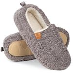 EverFoams Women's Fuzzy Full Slippers Soft Comfy Faux Shearling Memory Foam Indoor House Shoes, Grey, 5-6 UK