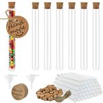 Test Tubes Set Include 40pcs Plastic Test Tube with Cork, 20ml Clear Plastic Test Tube with Cork Stopper for Sweets/Candy/Smarties/Seeds/Beads