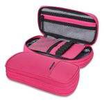 Wooum Expandable Pencil Pouch Big Capacity Pencil Pen Case Office College School Large Storage High Capacity Bag Pouch Holder Bag Organizer (Pink)