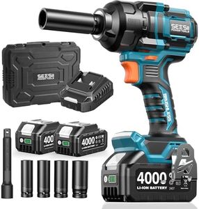 Seesii Impact Wrench 886 FT-LBS(1200N.m) 2900IPM 1/2 Impact Gun High Torque Electric Impact Driver Cordless Impact Wrench with 21V 2x4.0Ah Battery 5 Socket&Case for Home Car Tire Lug Nut Removal Tool