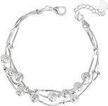 VGWON 925 Sterling Silver Layered Adjustable Charm Link Bracelets with Beads, Bracelets for Women Girls, Gift for Wife Mom Daughter Friends