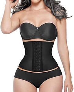 YIANNA Mujer Fajas Reductoras Colombianas Torso Corto Waist Trainer Corset Reductor Cinturilla Moldeadora Latex Cintura Corsé Negro, 110206 Size S