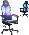 Bestier Gamer Chair with RGB LED Lights, Breathable Fabric LED Gamer Chair with Pocket Spring Cushion and Linkage Armrests, Gaming Chairs for Adults with Adjustable Lumbar Support(Black)