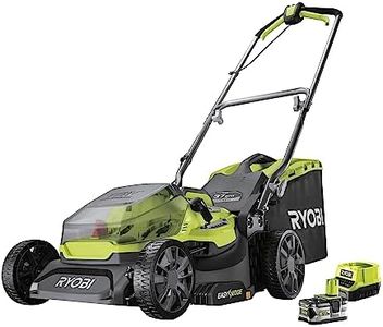 RYOBI 18V ONE+ Akku-Rasenmäher RY18LMX37A-150 (37cm Schnittbreite, Bürstenloser Motor, 6-Positionen-Schnitthöheneinstellung von 25 bis 70 mm, inkl. 1x 5Ah Akku und Ladegerät)