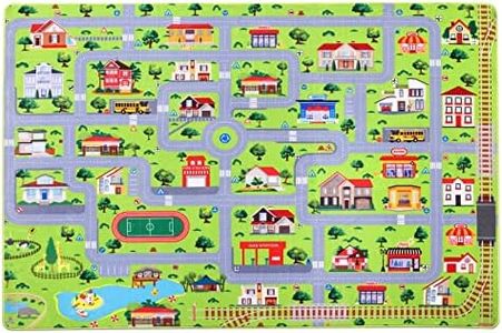 Fashionwu Kids Playmat Car Rug, Educational Car Rugs City Life Road Traffic Play Mat for Bedroom Play Room Game Area Non Slip Kids Foam Rug Playtime Activity Mat for Toddler Baby Boys and Girls 5 x 7