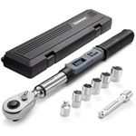 GROWNEER Upgraded Digital Torque Wrench Set, 7.38-147.5 Ft-lbs/10-200 Nm, 1/2'' Drive Rachet Torque Wrench with Buzzer & Colorful LED Indicator, Electronic Wrench for Motor Car Tires Auto Repair