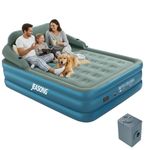 JEASONG Air Bed with Built in Battery Pump & Headboard Self Inflating Mattress, 52cm High Raised Blow Up Mattress Inflatable Mattress King Size Airbed, Inflatable Bed Air Mattress Double 203x152+52cm