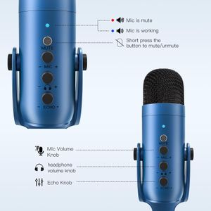 zealsound USB Condenser Microphone – Blue Gaming Mic for PC, PS5, Streaming, Podcast