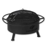 LANDMANN Fire Basket with Grill | Made of Powder-Coated Steel | With Spark Protection Grate | Practical Carry Handle & Carry Edge | Fire Basket & Charcoal Grill in One | Includes Grill Grate, Black
