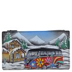 Anna by Anuschka Women Hand Painted Leather Bi-Fold Snap Wallet-Dreamy Blossoms, Apres Ski, One Size, Hand Painted Women’s Genuine Leather Bi-fold Snap Wallet