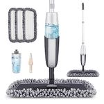 Spray Mop for Floor Cleaning - MANGOTIME Microfibre Floor Mop Dry Wet Mop for Laminate Wooden Hard Floor Tile Vinyl LVT Floors Kitchen Mop with 3 Washable Pads 1 Refillable Bottle 1 Scraper (Black)