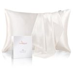 LOOMBERRY 100% Natural 22 Momme Pure Mulberry Silk Pillowcase for Hair and Skin Both Sides 22 Momme Highest Grade 6A with Hidden Zipper (Ivory White, Standard (50x66CM))