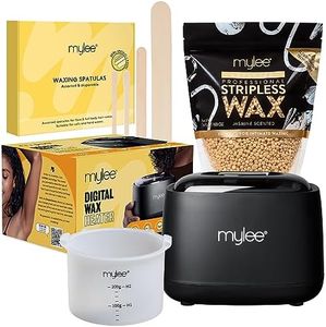 MYLEE Advanced Wax Kit - Complete Professional Home Waxing Solution for Silky Smooth Skin - Includes Digital Wax Heater, Jasmine Scented Stripless Hard Wax & 200x Assorted Disposable Wooden Spatulas