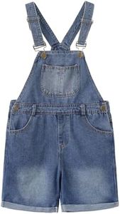 GRANDWISH Girls Denim Shortall, Girls Overall Shorts, Kids Jean Short Overalls, Size 7