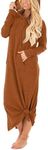 GIKING Women's Casual Hoodies Long Sleeve Split Hooded Long Maxi Sweatshirt Dress with Pockets 2023 Fall Fashion, Orange, Small