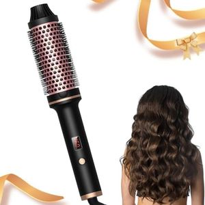 Oskuglin Cepillo de Pelo Caliente, Cepillo Rizador Voluminizador de 38 mm, Cepillo Caliente Iónico 3 en 1, Pantalla LCD de Cepillo Redondo 120-200 ℃, Utilizado como Cepillo Alisador y Rizador