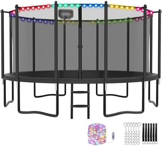 YORIN Tranpoline 16 FT Tranpoline for Kids Adults, No-Gap Design Tranpoline w/Basketball Hoop, Widened Ladder, Waterproof Lights, Heavy Duty Recreational Tranpoline-ASTM Approved