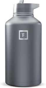 IRON °FLASK 64 oz Wide Mouth Water Bottle with Straw | Insulated Half Gallon Water Bottle with Leakproof Straw Lid - BPA Free, Cold 24 Hrs, Sweat Free (Graphite)
