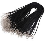 YEYULIN 3mm Black Suede Leather Necklace Cord With Lobster Clasp 18inch