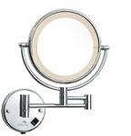 DOLPHY Stainless Steel 5X Yellow Led Magnifying Shaving & Makeup Mirror Silver - 8 Inch,?Round, Wall Mount, Framed