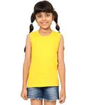 FABIOUS Kids Unisex Tank Top Plain Ring Spun Super Combed Bio-Washed Cotton for Girls & Boys (11-12 Years, Yellow)