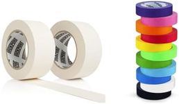 Lockport White Gaffer Tape and Craftzilla Colored Masking Tape - 13 Rolls Bundle