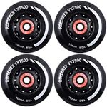 Rollerex VXT500 85A Inline Skate Wheels (4-pack w/bearings, spacers & washers) (Size & Color Options) -Indoor Outdoor- Intended for Roller Blade Wheel Replacement (72mm, Steel Black)