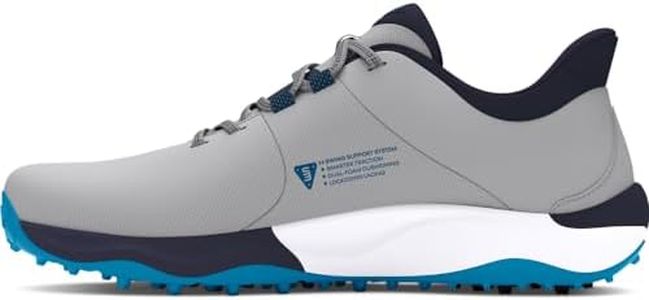 Under Armour Drive Pro Chaussures de golf larges sans crampons pour homme, (101) Mod Gray/Capri/Midnight Navy, 9.5 Wide